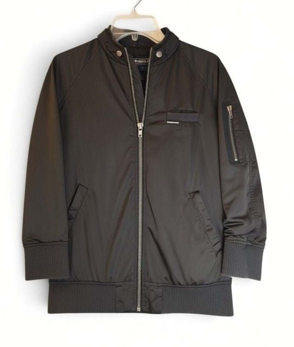 Members Only Black Satin Bomber Jacket Size S